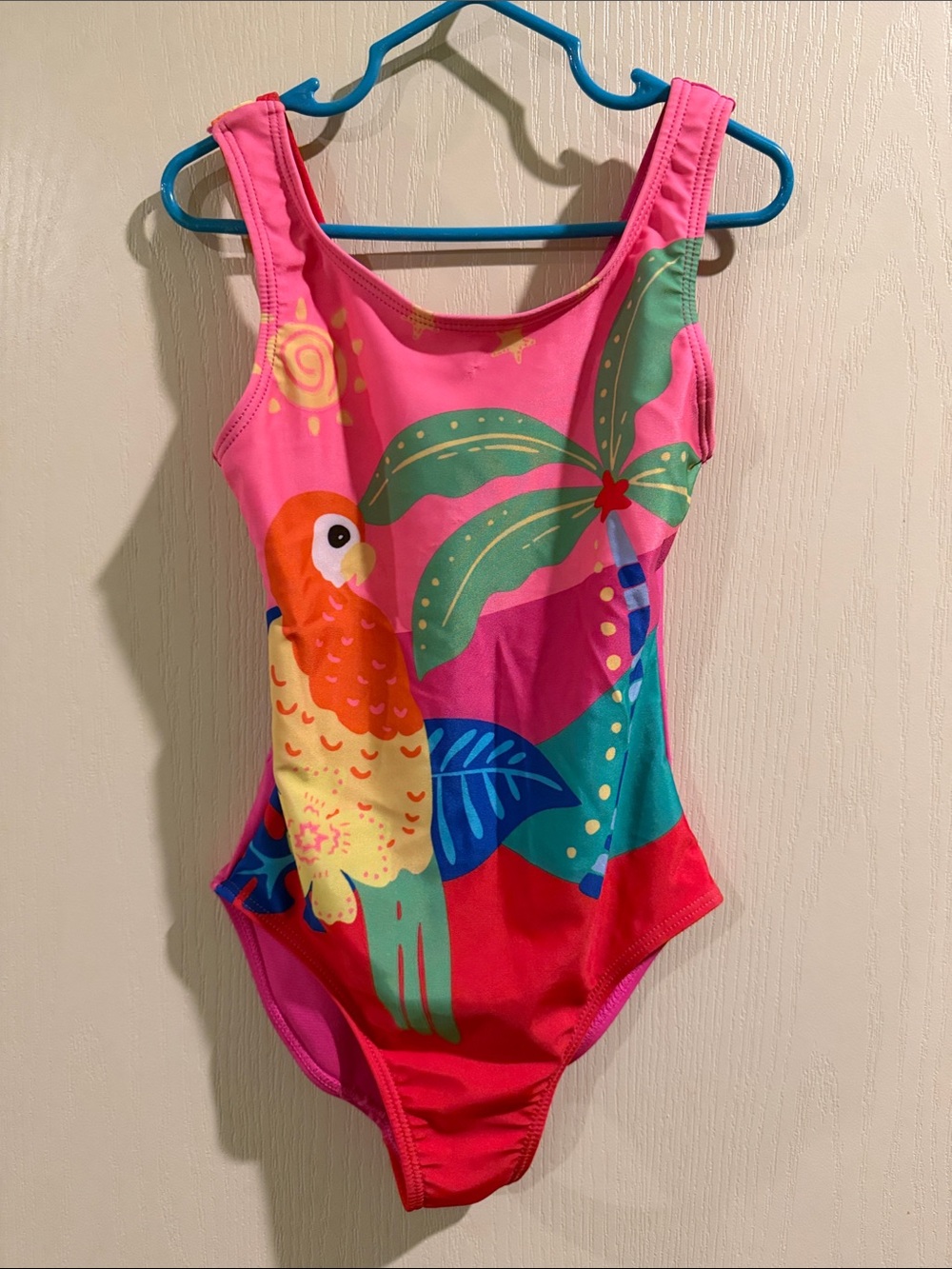 wonder nation Pink Tropical Parrot One-Piece Swimsuit